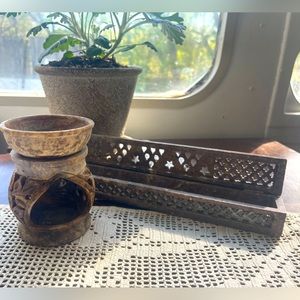 Soapstone Carved Wax/Oil Burner and Incense Holder